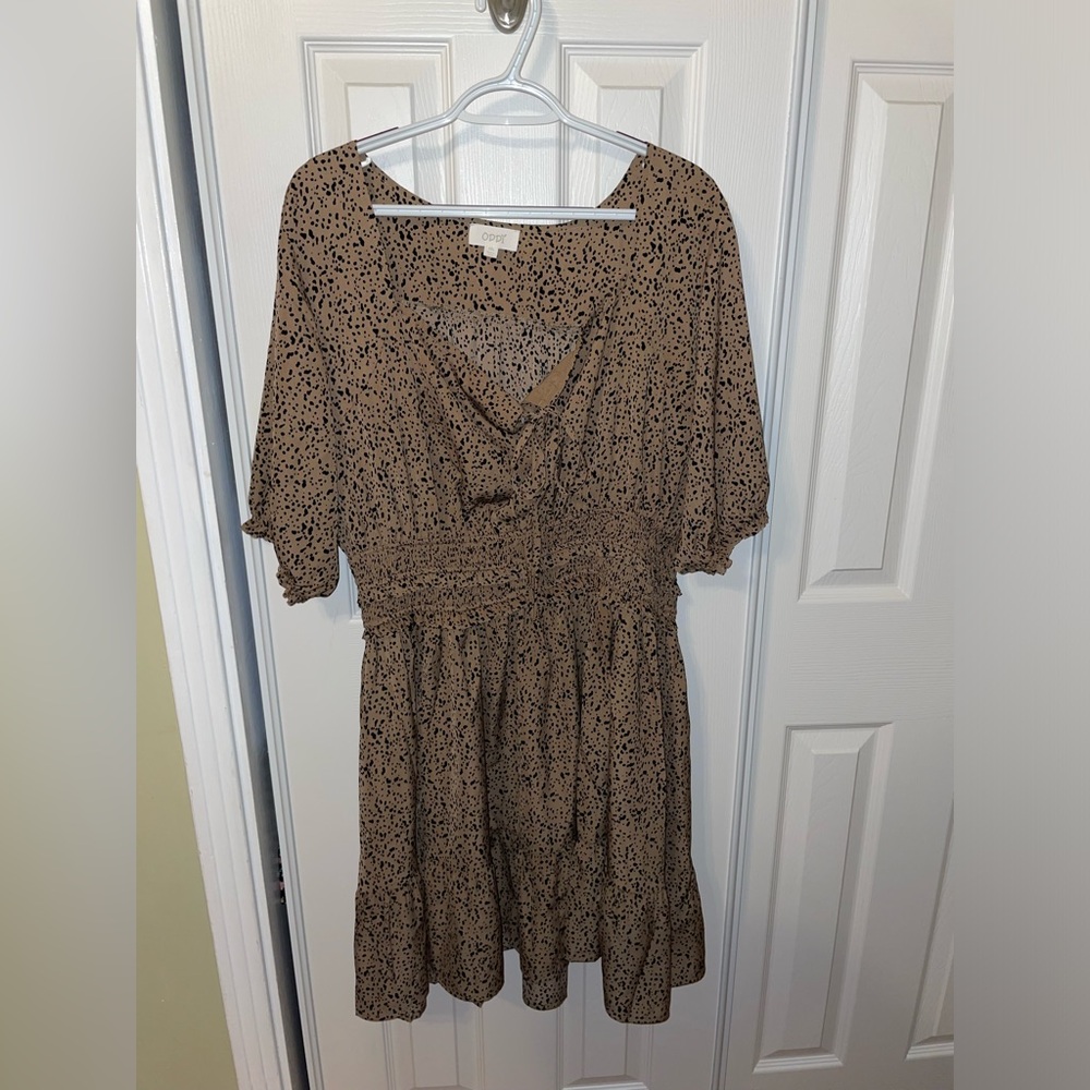 Oddy Smock Waist Ruffle Hem Dress